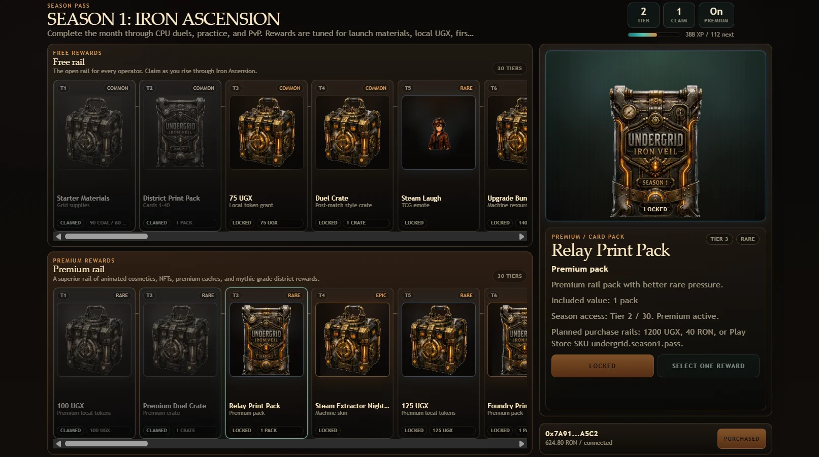 Undergrid: Iron Veil founder packs and season rewards banner